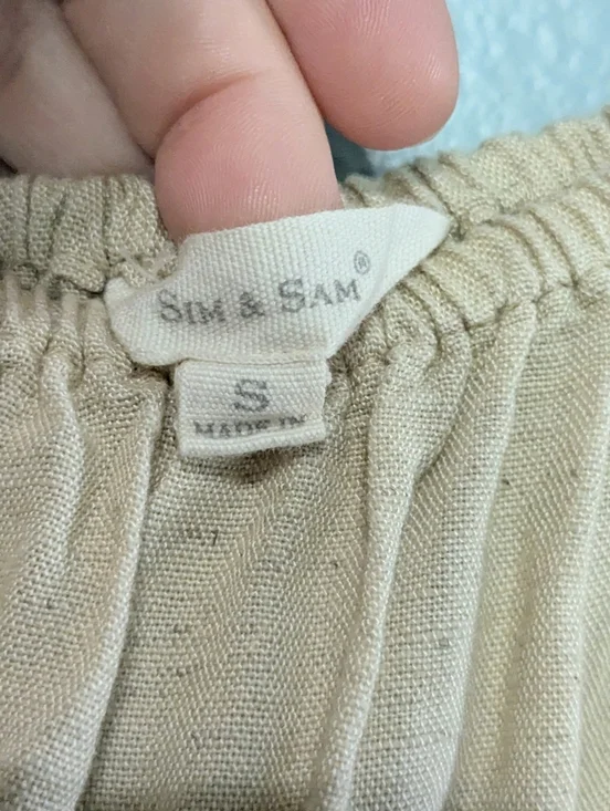 Beige Puff-Sleeve Maxi Dress Linen Blend - Picture 2 of 4